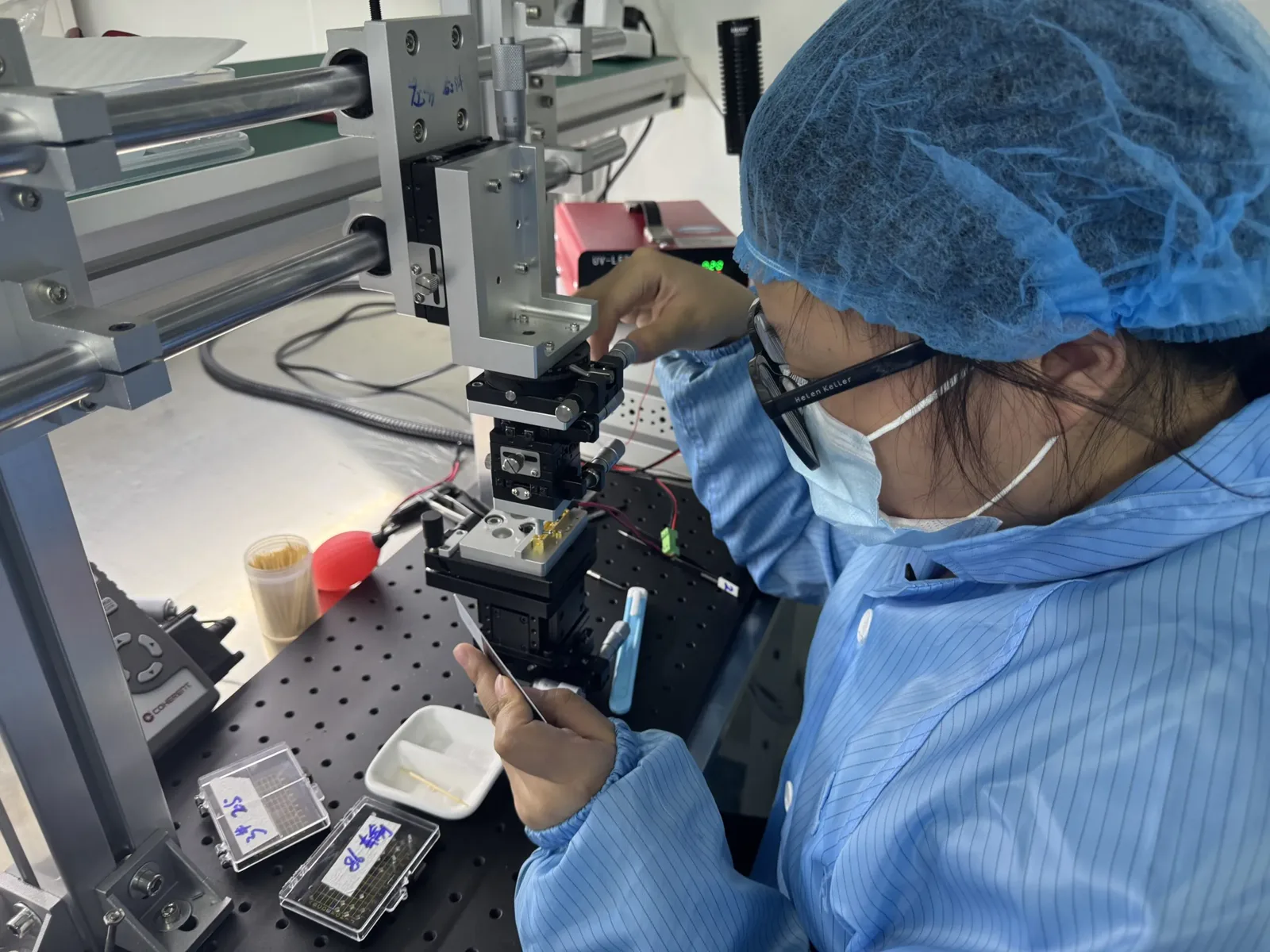 Optical alignment workstation on the ERDI production floor